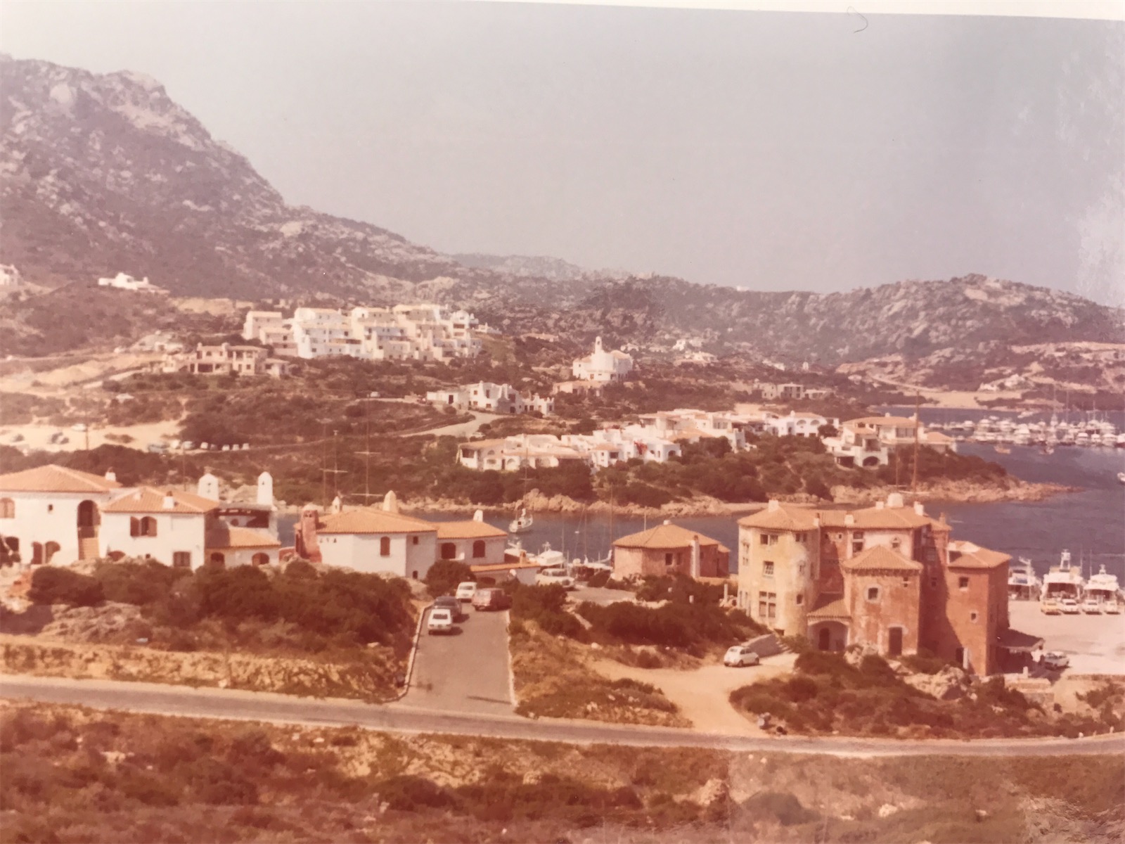Old picture with a view of Porto Cervo Marina, Sardinia in the seventies
